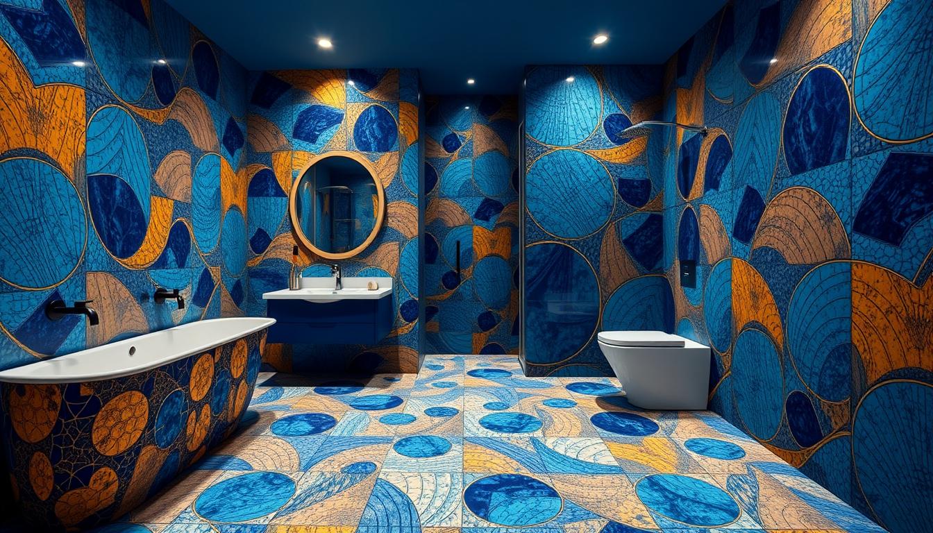 bold patterns and bathroom textures